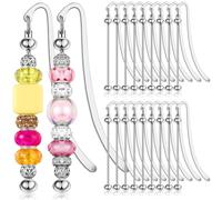 Giwnhvx Lot de 20 marque-pages avec perles - Barre métallique vierge - Argenté - Pour perles - Marque-page moderne avec perles - Bricolage - Breloques de bijoux