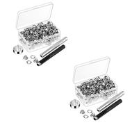 Giwnhvx Lot de 200 œillets en métal de 6 mm avec tige de perforation de montage pour accessoires de bricolage, artisanat en cuir, réparation de vêtements