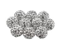 Giwnhvx Lot de 200 perles en strass blanches de 10 mm pour bracelets, perles disco scintillantes, perles blanches pour la fabrication de bijoux