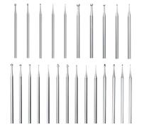 Giwnhvx Lot de 24 fraises à tige de 3/32", comprend des fraises, des mèches de sertissage de pierre, des fraises rondes à coupe ronde, des fraises brutes à 90° et des kits de fraise à bourgeons