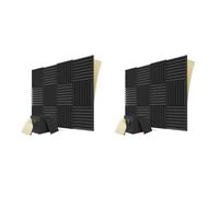 Giwnhvx Lot de 24 panneaux acoustiques autocollants en mousse insonorisants pour studio musical, salle de jeux, chambre à coucher (noir) 2,5 x 30,5 x 30,5 cm