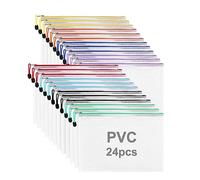 Giwnhvx Lot de 24 porte-documents colorés étanches avec fermeture éclair - En maille plastique - Pour ranger des fournitures de bureau, des cosmétiques