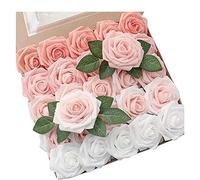 Giwnhvx Lot de 25 roses artificielles avec tige pour décoration d'intérieur - Dégradé - Bouquet de mariage - Facile à utiliser - 8 x 18 cm