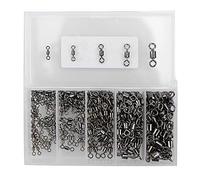 Giwnhvx Lot de 250 anneaux cylindriques rotatifs pour pêche, 5 tailles, cylindriques, pour liens de pêche