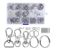 Giwnhvx Lot de 265 porte-clés en métal argenté avec mousquetons et accessoires