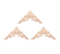 Giwnhvx Lot de 3 appliques d'angle en chêne non peint sculpté pour meubles 12,5 x 12,5 cm