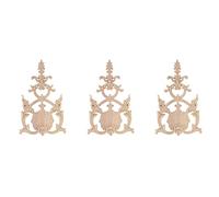 Giwnhvx Lot de 3 appliques en bois d'hévéa sculpté pour meubles vintage