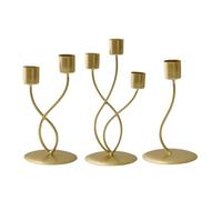 Giwnhvx Lot de 3 bougeoirs dorés luxueux et élégants en métal et bougeoirs décoratifs européens pour la table