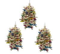 Giwnhvx Lot de 3 grands jouets à mâcher pour perroquet - Bloque les nœuds - Jouet à mâcher pour cage à oiseaux - Jouet à mordre pour aras gris africains cacatoès