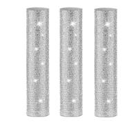 Giwnhvx Lot de 3 housses de poignée de micro avec strass brillants pour fête et émission de télévision, pour la plupart des microphones sans fil, argenté