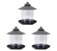 Giwnhvx Lot de 3 mangeoires à oiseaux panoramiques en forme d'hexagone avec toit à suspendre pour décoration de jardin et cour (gris)