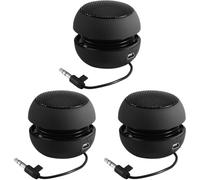 Giwnhvx Lot de 3 mini haut-parleurs portables de voyage avec câble audio de 3,5 mm basse tension batterie intégrée haut-parleur rétractable pour