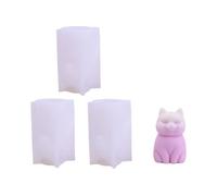 Giwnhvx Lot de 3 moules à bougies 3D en forme de chaton mignon en plâtre, savon, résine, cristal, fabrication de chocolat, bricolage