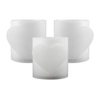 Giwnhvx Lot de 3 moules en silicone en forme de tasse d'amour en béton, cœur, bougie, pot de fleurs, cadeau de Saint-Valentin