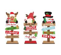 Giwnhvx Lot de 3 panneaux de décoration en bois pour sapin de Noël Père Noël