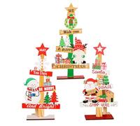 Giwnhvx Lot de 3 panneaux de décoration en bois pour sapin de Noël, Père Noël, décoration de Noël