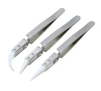 Giwnhvx Lot de 3 pinces à épiler inversées en céramique - Argentées - Haute température - Non conductrices