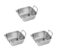 Giwnhvx Lot de 3 plateaux de stockage de nourriture en acier inoxydable à double oreilles pour poulet frit, assiette carrée pour collation, fruits, outils de présentation des aliments, A