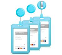 Giwnhvx Lot de 3 porte-badges rétractables en plastique rigide avec porte-badges rétractables - Bleu clair