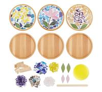 Giwnhvx Lot de 3 sous-verres en bambou avec motif floral DIY, avec base ronde, dessous de verre faits à la main, décoration de la maison