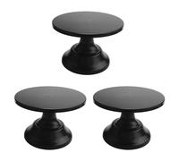 Giwnhvx Lot de 3 supports pour gâteau en métal avec pied rond pour desserts avec support pour cupcake, plateau pour présentoir pour cupcakes pour fêtes d'anniversaire et mariages (Noir)