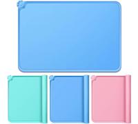 Giwnhvx Lot de 3 tapis en silicone pour travaux manuels, résine, feuilles de silicone antidérapantes, tapis de peinture en silicone avec côté surélevé facile à utiliser, vert, rose et bleu