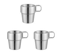 Giwnhvx Lot de 3 tasses à café empilables en acier inoxydable pour l'extérieur, la bière, le camping, les pique-niques, les cafés