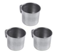 Giwnhvx Lot de 3 tasses à café et thé en acier inoxydable - Pour camping/voyage - 8,9 cm