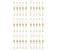 Giwnhvx Lot de 30 cuillères à soupe + 30 fourchettes pour gâteau au café dans la feuille en acier inoxydable fourchette cuillère à dessert, cuillère à mélange doré