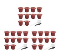 Giwnhvx Lot de 30 filtres à café réutilisables rechargeables pour capsules de café avec cuillère et brosse - Accessoires de cuisine - Rouge