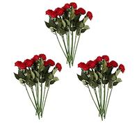 Giwnhvx Lot de 30 roses en latex au toucher réaliste pour bouquet de mariage (rouge foncé)