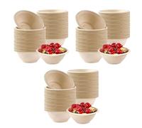 Giwnhvx Lot de 300 bols en papier jetables solides et biodégradables en canne à sucre Marron 350 ml