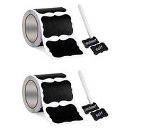 Giwnhvx Lot de 300 étiquettes autocollantes rectangulaires effaçables réutilisables avec 2 stylos à craie liquide
