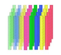 Giwnhvx Lot de 32 règles en plastique de 30,5 cm, couleurs assorties transparentes avec pouces centimètres millimètres.