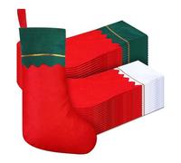 Giwnhvx Lot de 36 bas de Noël rustiques en tissu non tissé vert, blanc et rouge