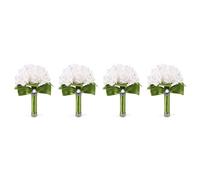 Giwnhvx Lot de 4 bouquets de mariage pour demoiselle d'honneur - Bouquet de roses artificielles - Ruban vert