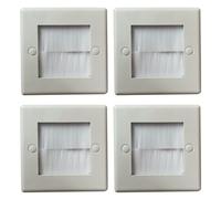 Giwnhvx Lot de 4 brosses pour plaque murale - 1 prise murale - Plaque d'entrée de câble - Blanc