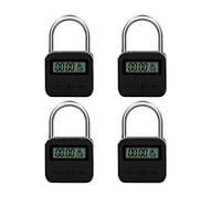Giwnhvx Lot de 4 cadenas, minuteur en métal, écran LCD, temps électronique multifonction, 99 heures, minuteur rechargeable par USB, noir