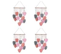 Giwnhvx Lot de 4 décorations murales chic bohème en macramé faites à la main en fil de fer tissé à la main Art mural feuille Tapisserie bohème Décoration B