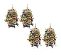 Giwnhvx Lot de 4 grands jouets à mâcher pour perroquet - Bloque les nœuds - Jouet à mâcher pour cage à oiseaux - Jouet à mordre pour aras gris africains cacatoès
