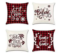 Giwnhvx Lot de 4 housses de coussin de Noël pour coussins de neige, cerfs de Noël, taie d'oreiller pour sapin de Noël, 18 x 18 pouces