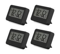 Giwnhvx Lot de 4 hygromètres électroniques et thermomètres, thermomètres pour reptiles avec magnétique, température et humidité Noir