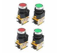 Giwnhvx Lot de 4 interrupteurs à bouton-poussoir momentané Rouge/vert 22 mm 10 A 380 V DPST