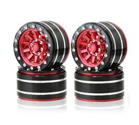 Giwnhvx Lot de 4 jantes en métal Beadlock de 4,8 cm, diamètre extérieur 55 mm, pour voiture RC 1/10 12 mm, axiale SCX10 90047 CC01 TRX4, rouge