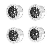 Giwnhvx Lot de 4 jantes en métal noir argenté de 3,8 cm pour voiture sur chenilles Axial SCX10 Ghost TRX4 TRX6 D90 1/10 RC