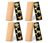 Giwnhvx Lot de 4 marque-pages en métal avec roses dorées pour San- Marque-pages en métal avec pendentif en forme de 3D et boîte