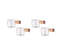 Giwnhvx Lot de 4 mini pots à crème en verre transparent avec poignée en bois 100 ml