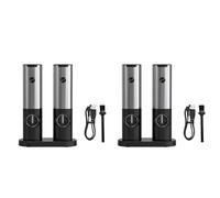 Giwnhvx Lot de 4 moulins à poivre et sel électriques rechargeables avec double base de charge, câble USB, moulin à sel et poivre automatique
