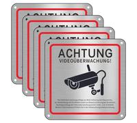 Giwnhvx Lot de 4 panneaux de vidéosurveillance, propriété privée, 15 x 15 cm en métal