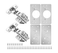 Giwnhvx Lot de 4 plaques de réparation de charnières d'armoire avec 2 panneaux de recouvrement complet de charnières d'armoire à fermeture douce - Kit de réparation de charnière pour armoire facile à